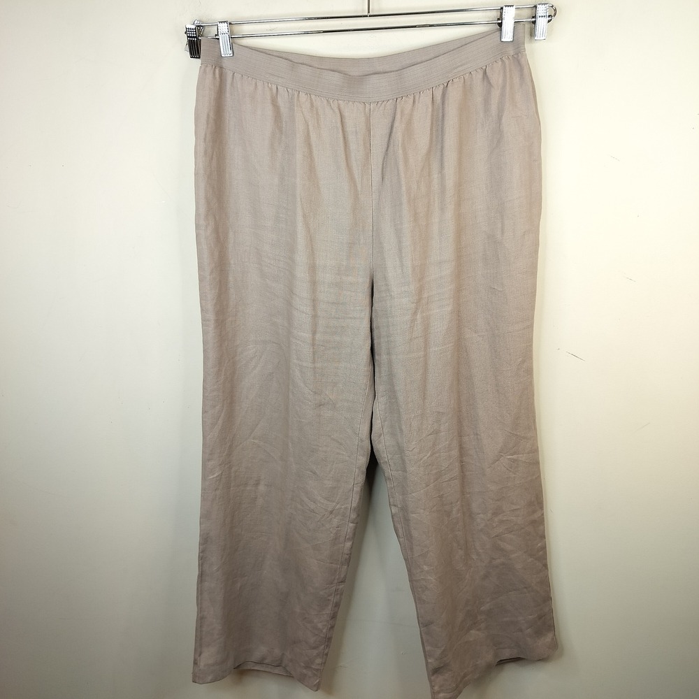 Soft Surroundings Linen Pants 1X Elastic Waist Casual Neutral Casual Tan - Picture 1 of 8